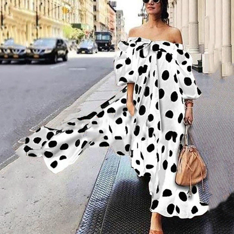 Women's Polka Dot Casual Boho Dress Off Shoulder